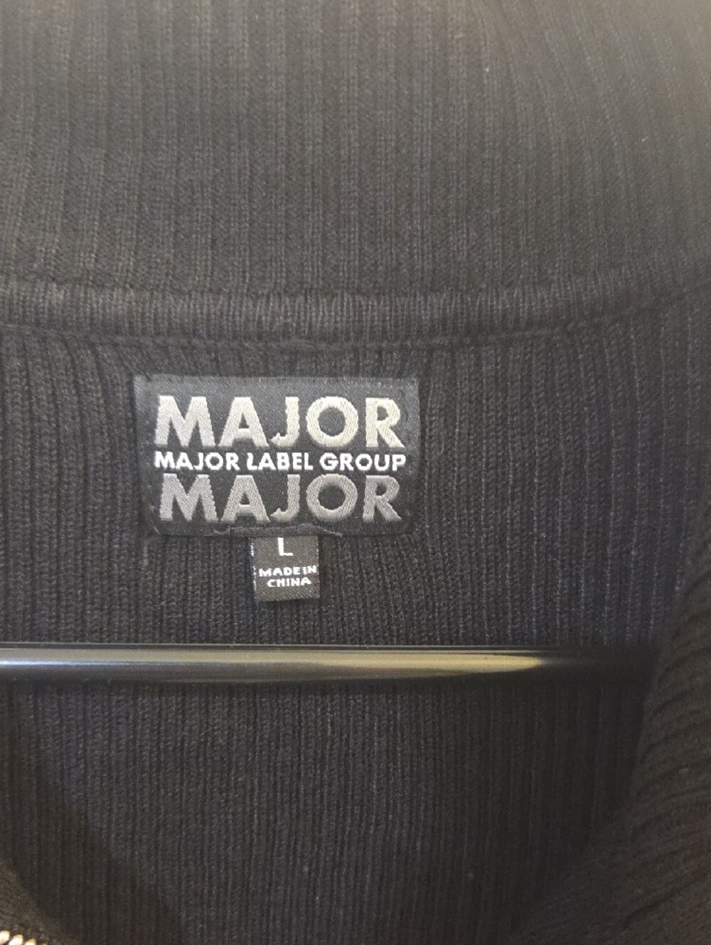 Black Ribbed Zip-Up Shirt - Picture 2 of 3